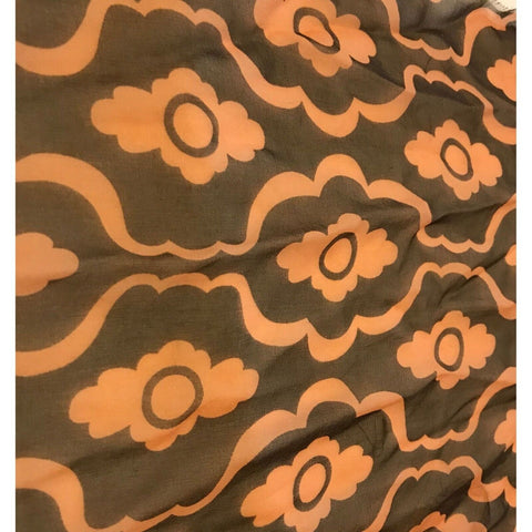 Silk Chiffon Fabric - Black & Rust Wallpaper Floral 16"x10"