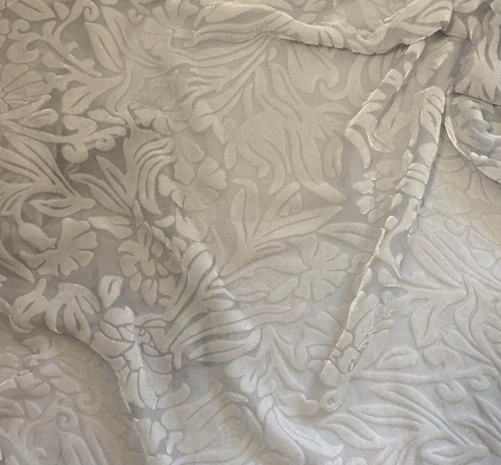 Silver Gray Floral - Hand Dyed Burnout Silk Velvet