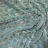 Moss Green Floral - Hand Dyed Burnout Silk Velvet