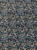 Blue on Black Small Scale Floral Vintage Stylecrest Cotton Lawn Fabric OOP