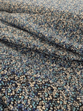 Blue on Black Small Scale Floral Vintage Stylecrest Cotton Lawn Fabric OOP