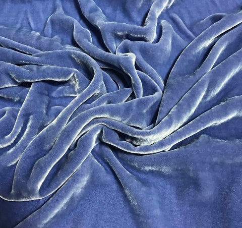 Periwinkle Blue - Hand Dyed Silk Velvet - 15"x17" Remnant