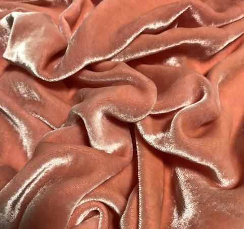 Peach - Hand Dyed Silk Velvet 7"x18" Remnant