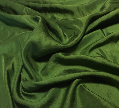 Moss Green - Hand Dyed Silk Twill - 18.5"x34" Remnant