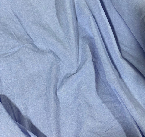 Light Blue 100% Cotton Chambray Fabric - 23"x60" Remnant