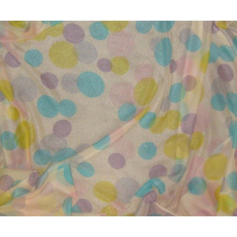 Silk Chiffon Fabric - Lime Aqua Pink Polka Dots - 8"x10"