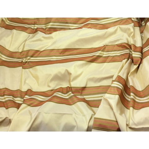 Gold & Rust Stripe Silk TAFFETA Fabric 18"x27" Remnant