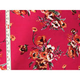 Fuchsia & Orange Floral - Rayon Challis Fabric 1 Yard, 32" Remnant