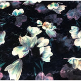 Midnight Magnolia Floral - Stretch Polyester Velvet Fabric - Remnant 21"x70"