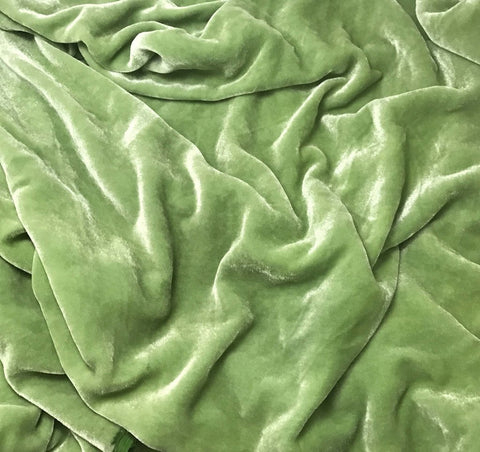 Pear Green - Hand Dyed Silk Velvet - 13"x20" Remnant