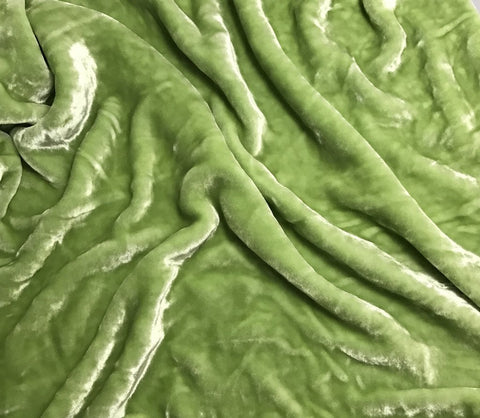 Pear Green - Hand Dyed Very Plush Silk Velvet - 4.5"x42" Remnant