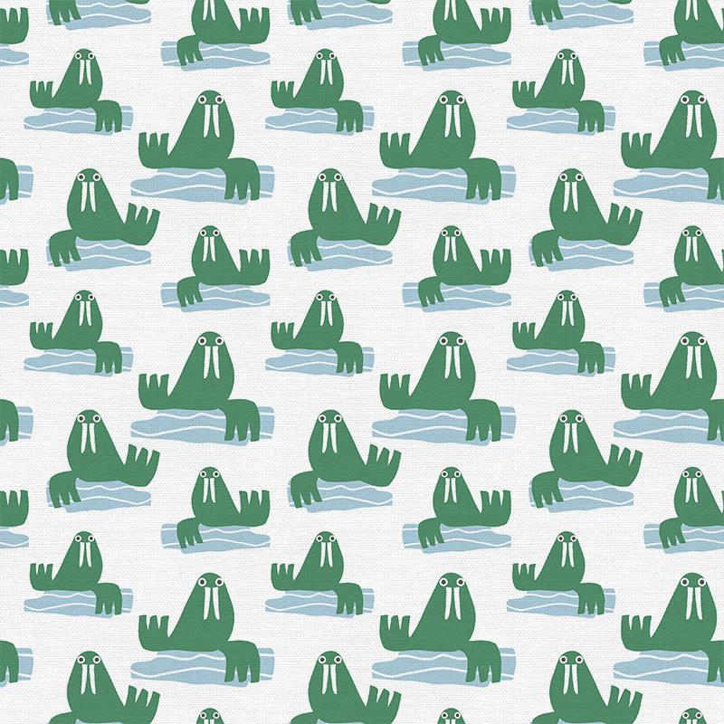 Walruses on White - Animal Kingdom - By Jessica Nielsen for Paintbrush Studio 100% Cotton Fabric