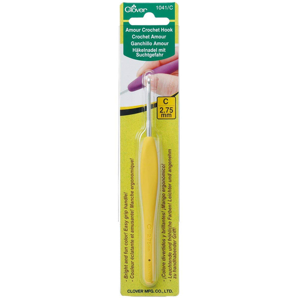 Clover 1041/C Yellow Amour Crochet Hook, Size C, 2.75mm