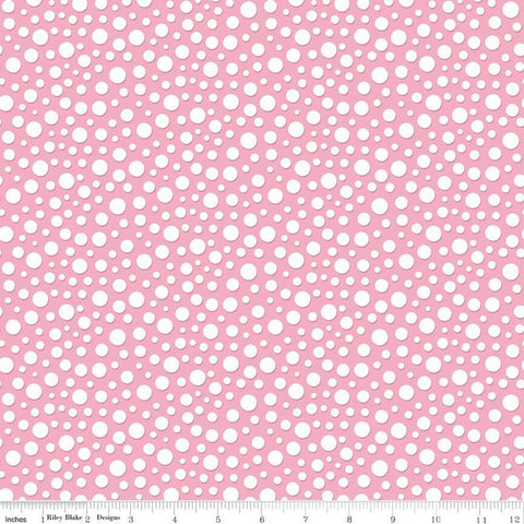 Gnome and Gardens Loopy Dots Pink - Riley Blake Cotton Fabric - 1.75 Yards Remnant