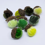 Silk Velvet Acorns - Green Colors (9 Acorns)