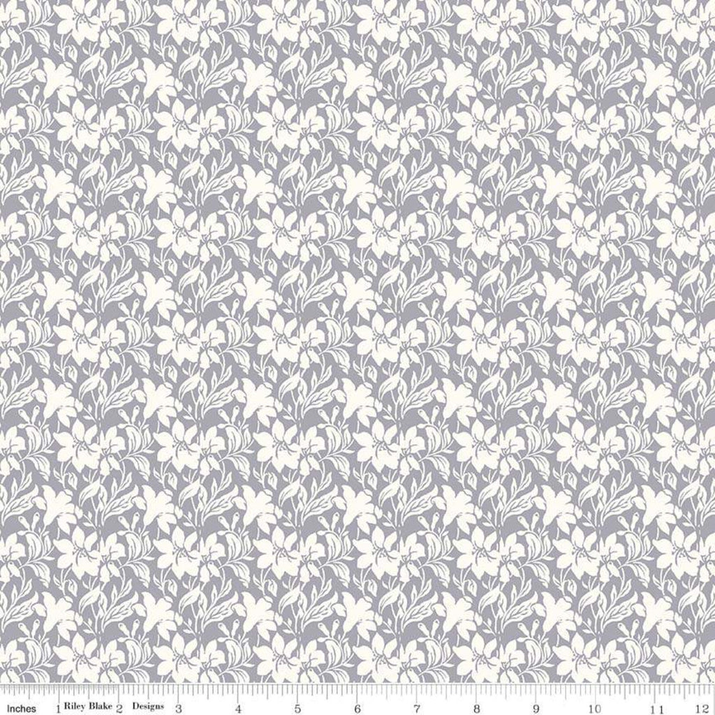 Day Lily Gray The Hesketh House Collection - Liberty of London Cotton Fabric 1 Yard, 25" x 45" Remnant