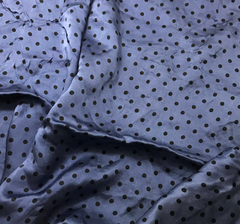 Denim Blue & Black 3/16" Polka Dots - Hand Dyed Silk Charmeuse Fabric