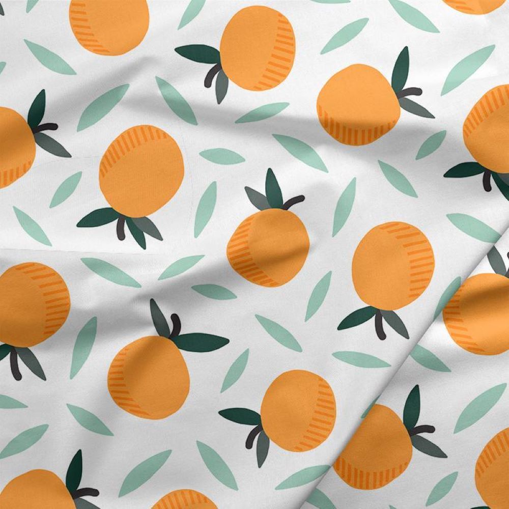 Fruity Oranges White- Paintbrush Studio Cotton Fabrics 9"x44" Remnant