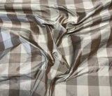 Taupe Check - Silk Taffeta Fabric