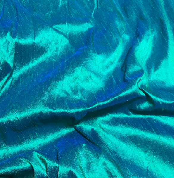 Varanasi' Dupioni Silk Fabric (Teal Blue)