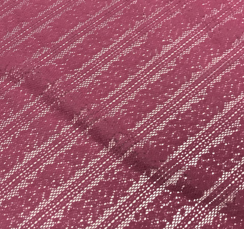 Pink Floral Stripe Stretch Lace Fabric - Poly/Lycra