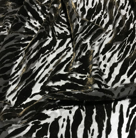 Brown Tiger Stripes - Burnout Silk Velvet Fabric
