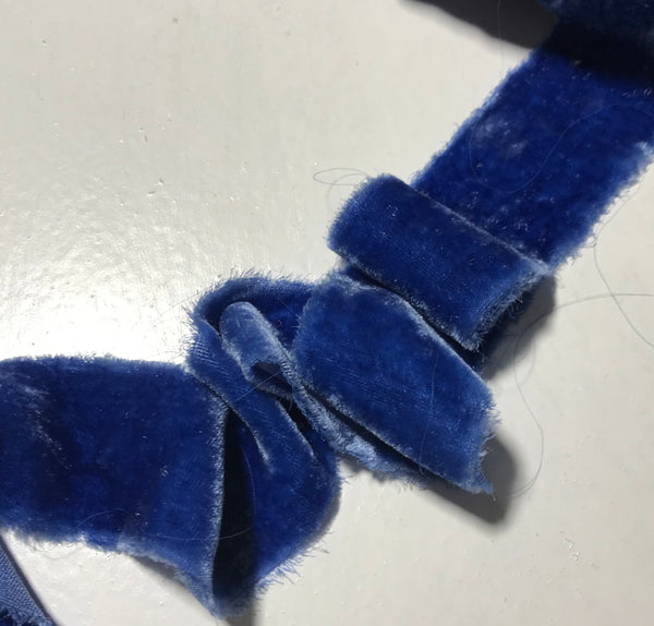 Dark Blue Silk Velvet Ribbon – Pomegranate Colours