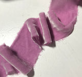 Hand Dyed Plum Blossom Silk Velvet Ribbon ( 4 Widths to choose from)