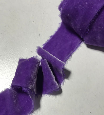 Hand Dyed Bright Lavender Silk Velvet Ribbon ( 4 Widths to choose from)
