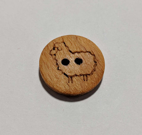 Sheep / Lamb on Wood Button - 18mm / 11/16" - Dill Buttons