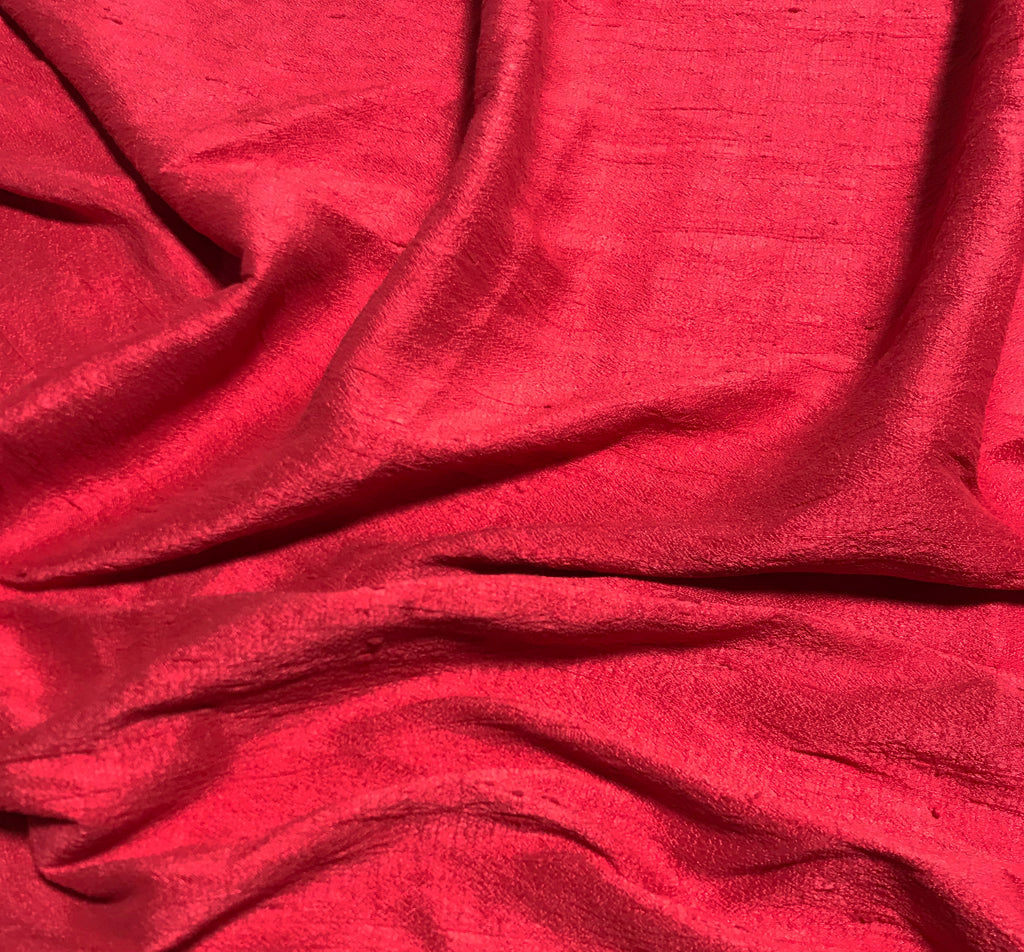 Cherry Red - Hand Dyed Silk Dupioni