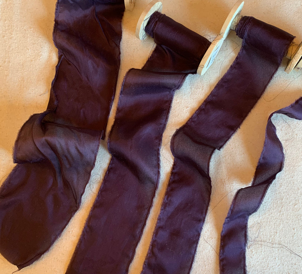 Plum Purple 100% Silk Habotai Ribbon ( 4 Widths to choose from)