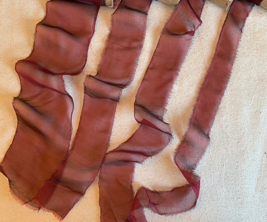 Iridescent Burgundy 100% Silk Sheer Chiffon Ribbon ( 4 Widths to choose from)