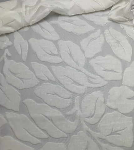 White Leaves - Burnout Silk Velvet Fabric
