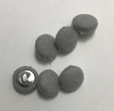 Gray Silk Noil Fabric Buttons - Set of 6 - 7/16"