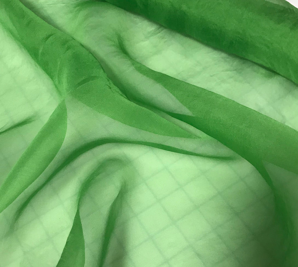 Apple Green - Hand Dyed Silk Organza
