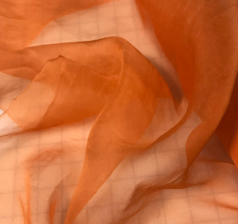 Persimmon Orange - Hand Dyed Silk Organza