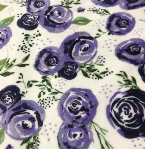 Eggplant Purple Rose - Shannon Cuddle Minky Fabric - 1/2 Yard x 60" Remnant