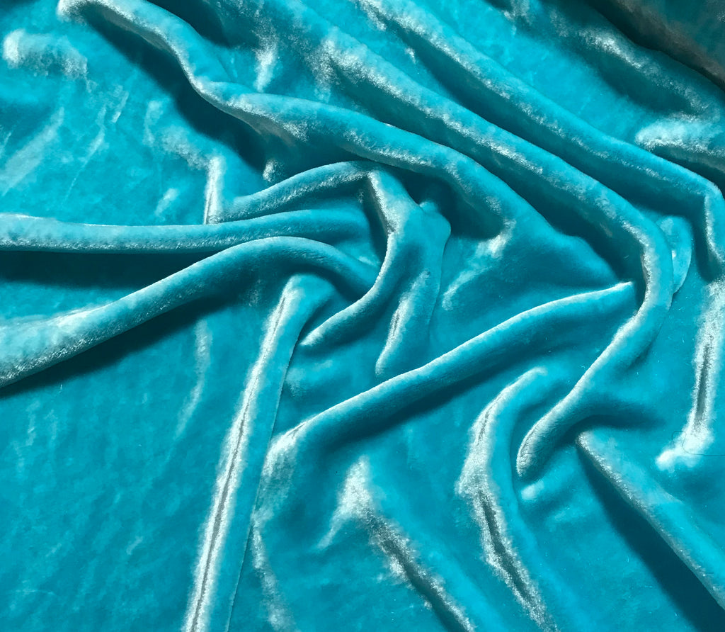 Aqua - Hand Dyed Very Plush Silk Velvet
