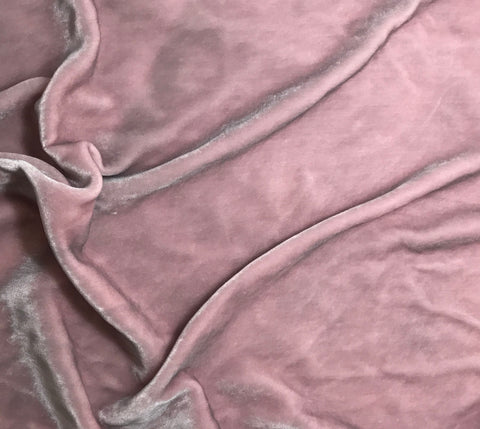 Hand Painted Silk Velvet Fabric - Silver on Baby Pink 1/4 Yard x 45"