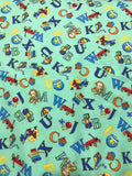 ABC Green Alphabet - EESCO Flannel Cotton Fabric