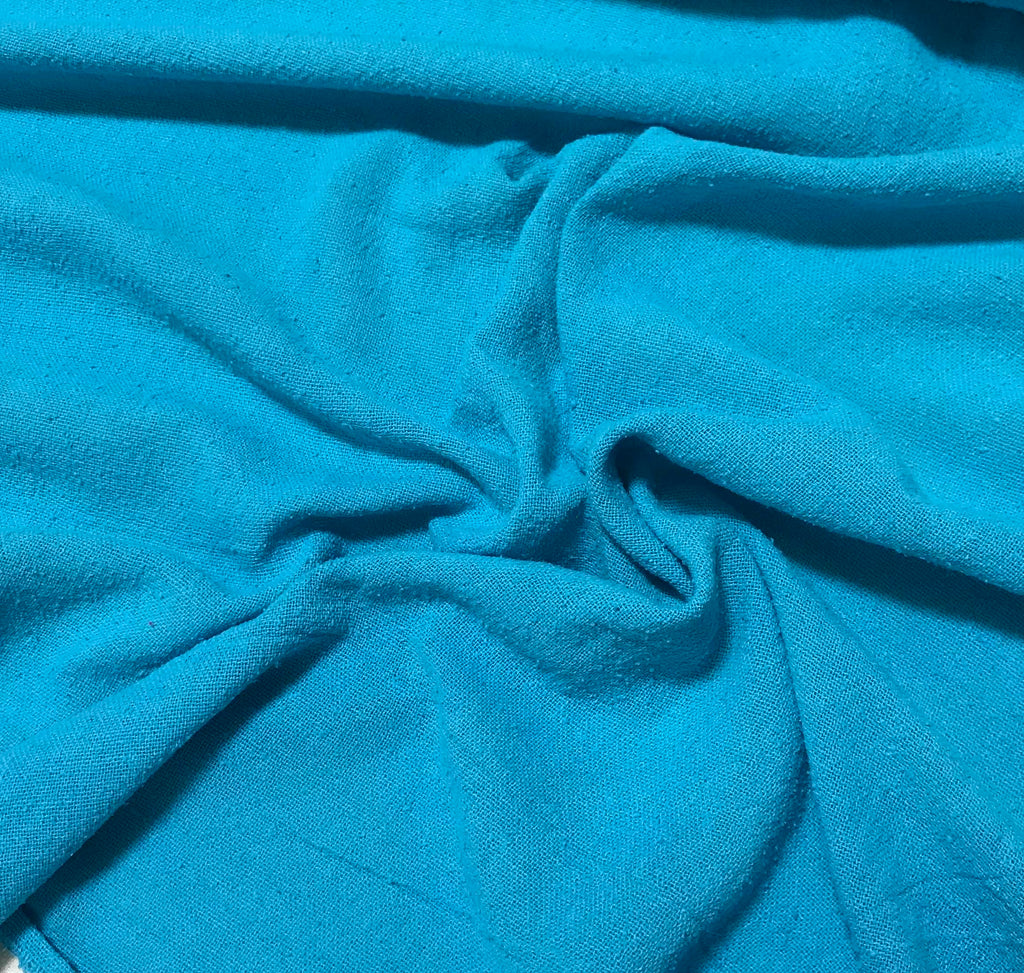 Turquoise Blue - Hand Dyed Poplin Gauze Silk Noil