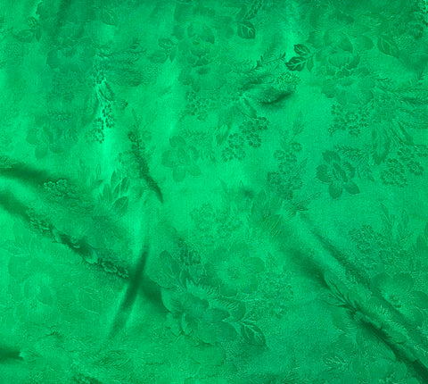 Emerald Green Floral - Hand Dyed Silk Jacquard