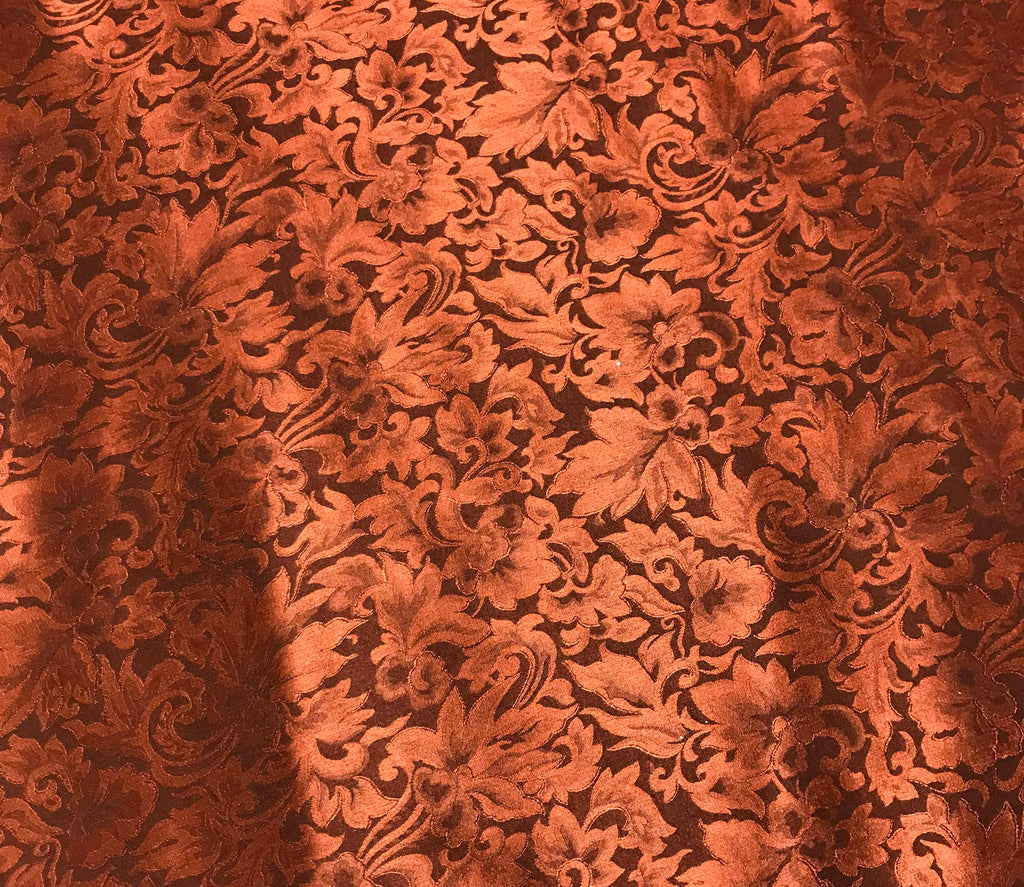 Rust Baroque Scroll - Silk Jacquard