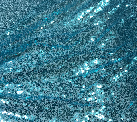 Mermaid Aqua - Sequin Spangle Sewn on Mesh Fabric
