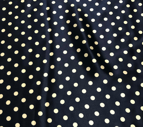 Navy and White 3/8" Polka Dots - Silk Charmeuse