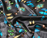 Blue with Butterflies - Silk Charmeuse