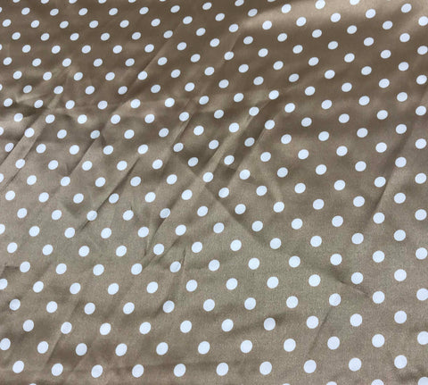 Taupe and Ivory 3/8" Polka Dots - Silk Charmeuse