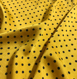 Mustard Yellow & Black 3/16" Polka Dots - Hand Dyed Silk Charmeuse Fabric