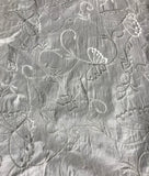 White Embroidered Butterflies - Silk Dupioni Fabric
